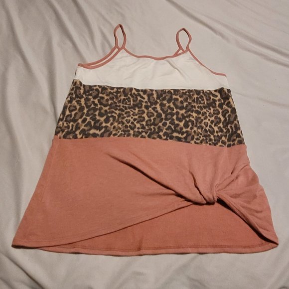 colorblock leopard twist front tank - Picture 1 of 4